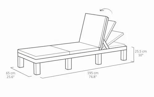 Keter ▫️ Daytona Deluxe – Espreguiçadeira de jardim, para exterior (terraços, pátios, jardins), com encosto reclinável em 4 posições, estrutura reforçada e almofada incluída, cor cinzenta 3