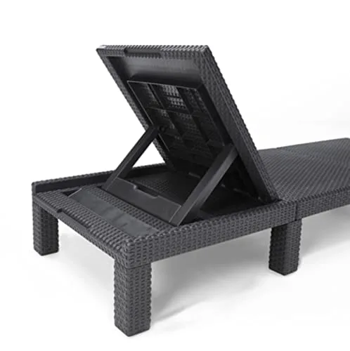 Keter ▫️ Daytona Deluxe – Espreguiçadeira de jardim, para exterior (terraços, pátios, jardins), com encosto reclinável em 4 posições, estrutura reforçada e almofada incluída, cor cinzenta 6