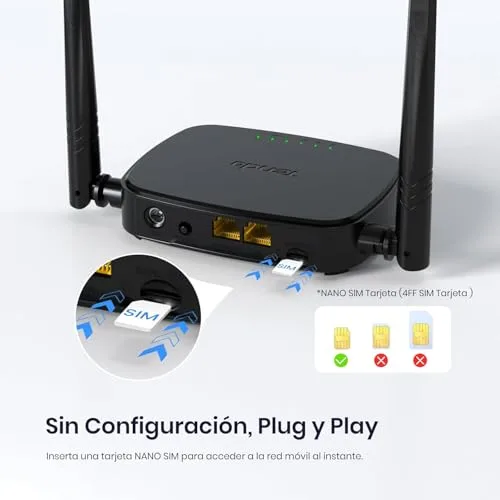 Tenda ▫️ Router 4G SIM (4G03 Pro), Wi-Fi móvel 3G/4G, banda sem fios de 2,4 GHz com Wi-Fi a 300 Mbps, LTE CAT4 a 150 Mbps, antena externa 2x4 dBi, Porta LAN/WAN Fast Ethernet, cartão Nano SIM, Plug and Play 2
