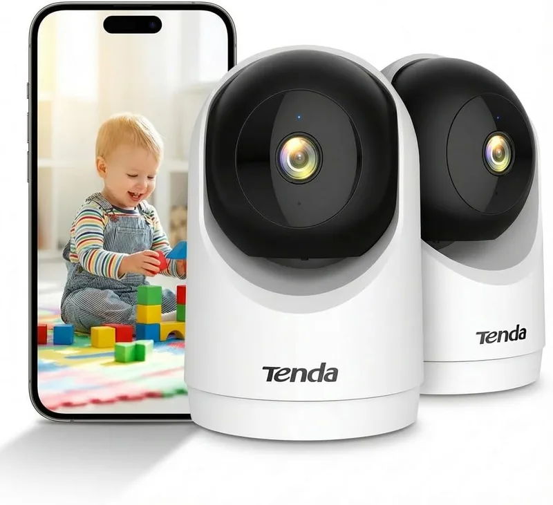 Tenda ▫️ Câmara IP WiFi Vigilância Interior 2K, Deteção de Movimento/Pessoas, Câmara de Segurança de Cúpula 360°, Visão Nocturna de 12m, Áudio Bidirecional, Câmara de Vigilância Infantil 3MP, CP3V3.0(2-Pack)