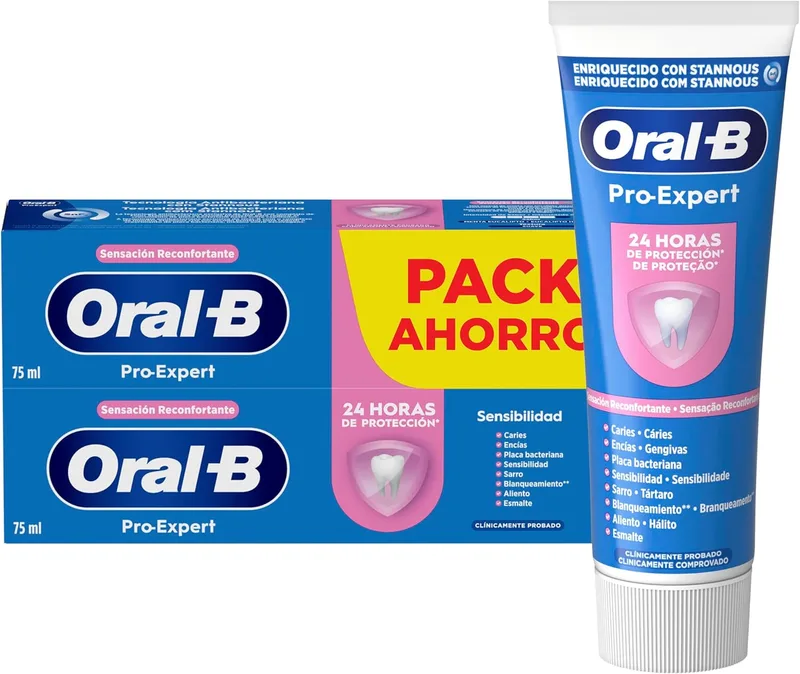 Oral-B ▫️ Pasta de dentes Pro-Expert Sensitivity & Whitening, embalagem económica 2x75 ml, pasta de dentes anti-placa, adequada para dentes sensíveis, sabor a menta de eucalipto