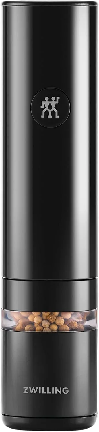 ZWILLING ▫️ ENFINIGY Moedor elétrico de sal e pimenta com moinho de cerâmica e luz LED, recarregável por USB, preto