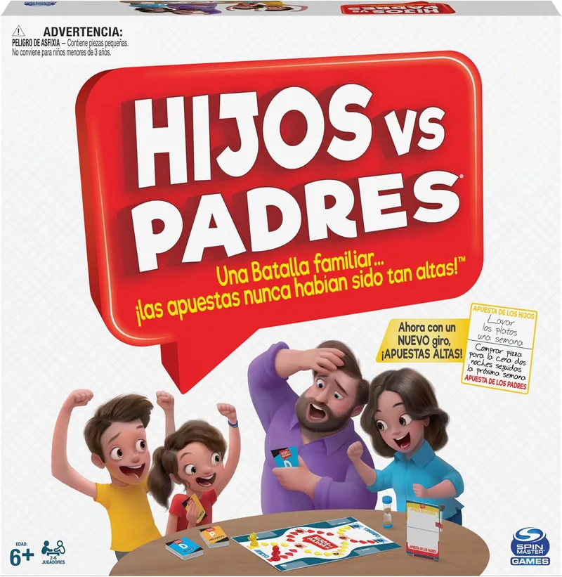 Spin Master ▫️ Games - Jogo de tabuleiro Crianças vs Pais: Testes e perguntas divertidas para toda a família, 2-6 jogadores - Jogos de tabuleiro Crianças 6 anos + - Presente Criança 6 anos +