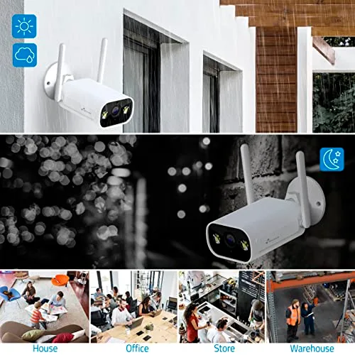 NIVIAN ▫️ Câmara tipo «bullet» Wi-Fi de 2,4 GHz – Resolução 2K – Adequada para uso no exterior (IP66) – Função de deteção de pessoas – Visão noturna de 10 m – Compatível com Alexa e Google Home – Controlo remoto através da aplicação Tuya – Cor: branca 5