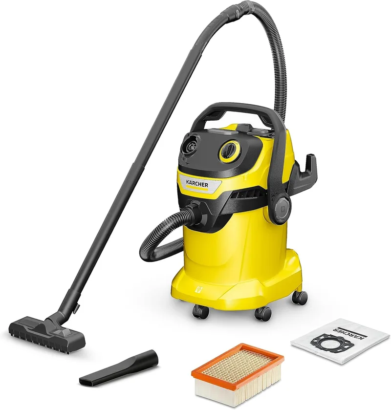 KÄRCHER ▫️ Aspirador seco e húmido WD 5 V-25/5/22, Filtro de cartucho, 1100 W, Função de sopro, Bocal para chão e fendas, Amarelo/Preto, Recipiente de plástico de 25 l, Mangueira de aspiração 2,2 m