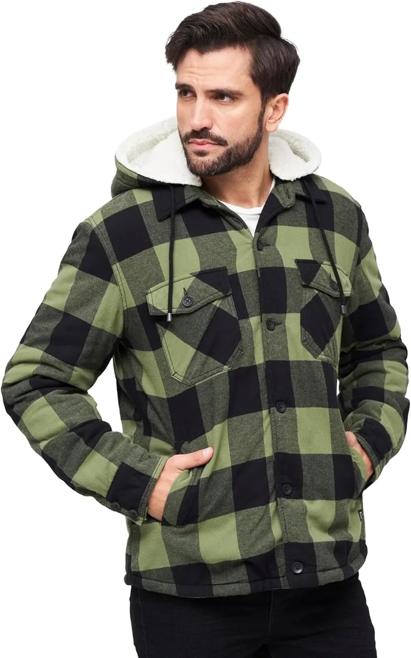 Brandit ▫️ Casaco Lumber Jacket com capuz para homem