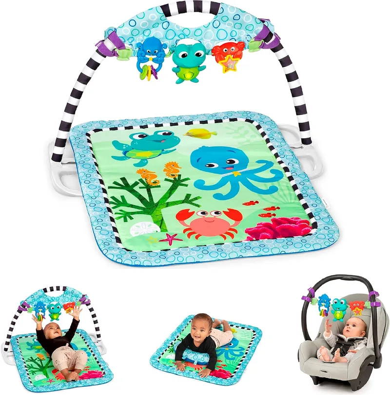 Baby Einstein ▫️ Ginásio de Atividades 3 em 1 e Barra de Brinquedos Desmontável «Neptune's Discovery Reef»