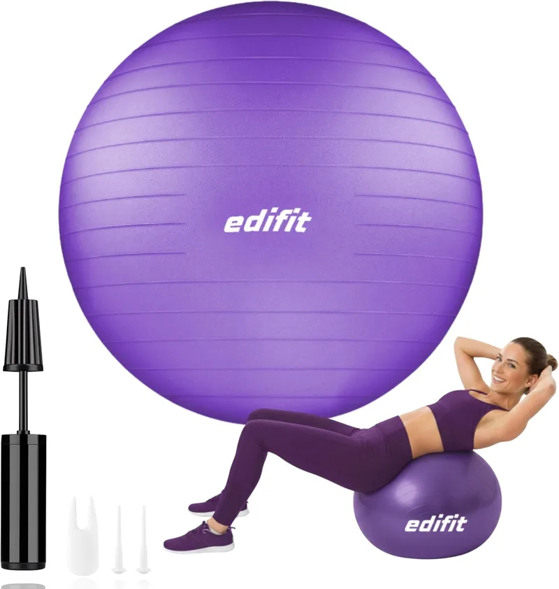 EDIFIT ▫️ Bola de Pilates, 55, 65 e 75 cm, exercício em casa, inclui insuflador, Fitball, mulheres grávidas, acessórios de ioga, vários tamanhos