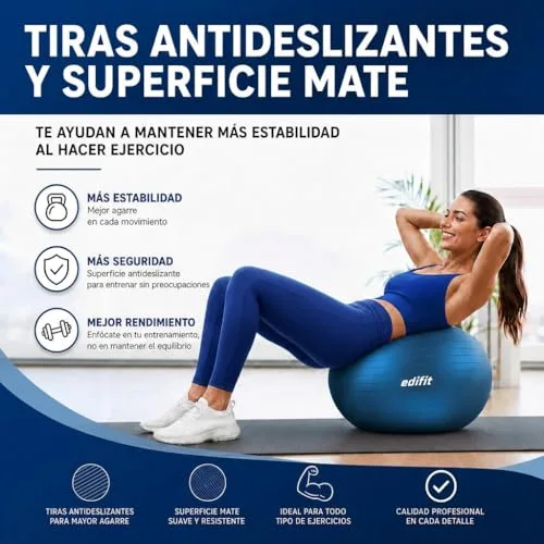 EDIFIT ▫️ Bola de Pilates, 55, 65 e 75 cm, Exercício em Casa, Inclui bomba de ar, Fitball, Grávidas, Acessórios de ioga, Vários tamanhos 4
