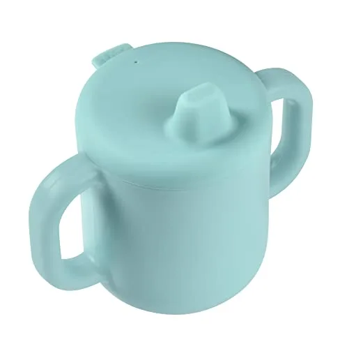 Béaba ▫️ Copo de aprendizagem para bebé, função biberão/copo, 100% silicone de qualidade, alças largas, fácil de segurar, ergonómico, bico flexível, azul 2