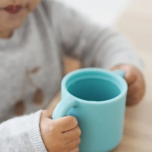 Béaba ▫️ Copo de aprendizagem para bebé, função biberão/copo, 100% silicone de qualidade, alças largas, fácil de segurar, ergonómico, bico flexível, azul 5