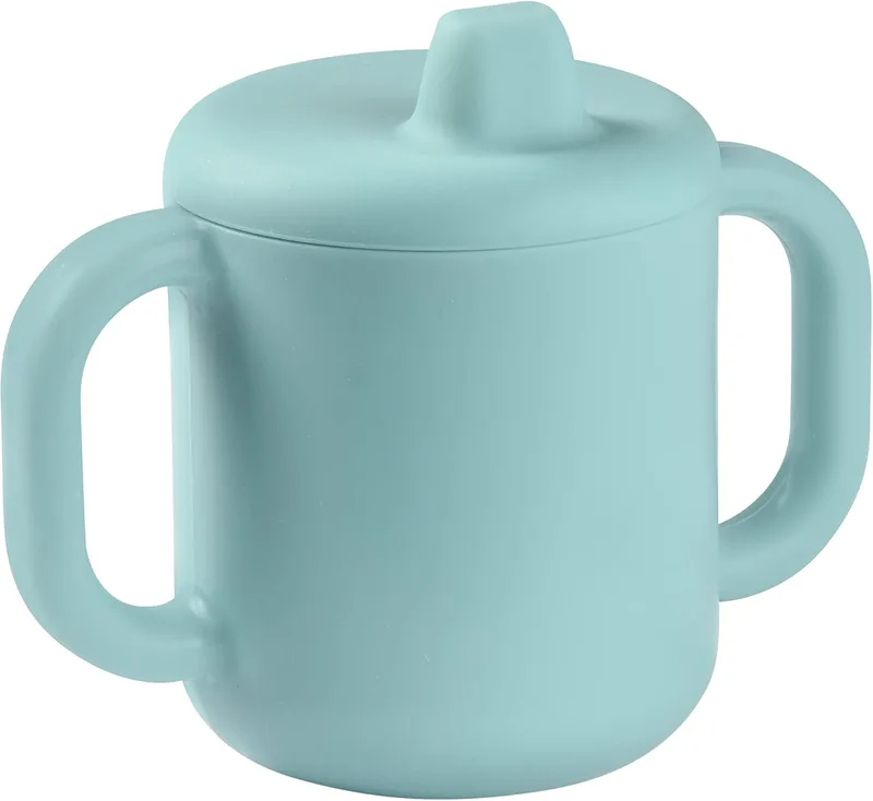 Béaba ▫️ Copo de aprendizagem para bebé, função biberão/copo, 100% silicone de qualidade, alças largas, fácil de segurar, ergonómico, bico flexível, azul