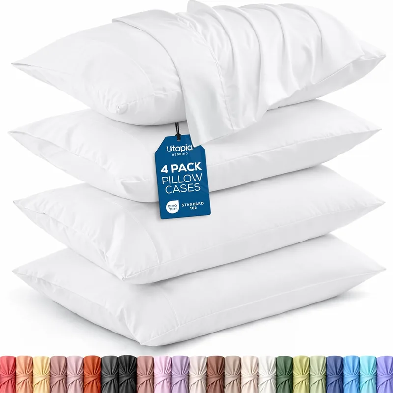 Utopia Bedding ▫️ Standard Pillowcases, embalagem de 4, fecho de envelope, tecido de microfibra escovado macio, fronhas resistentes ao encolhimento e ao desvanecimento, tamanho
