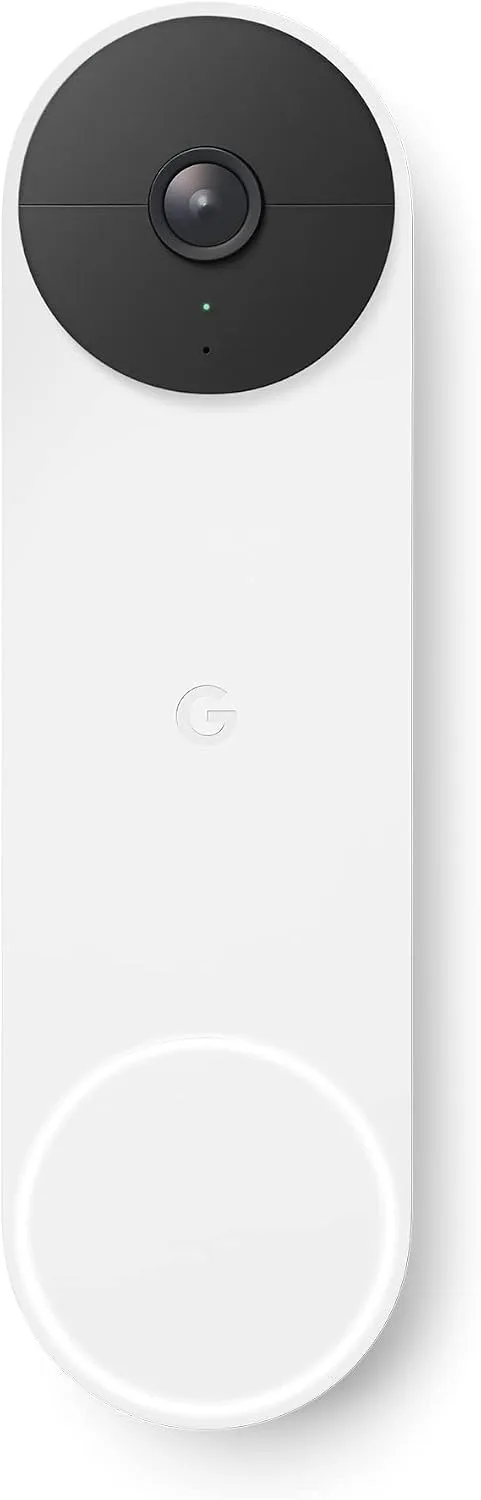 Google ▫️ Nest Doorbell - Campainha de vídeo sem fios, Snow, 960p, Apenas movimento
