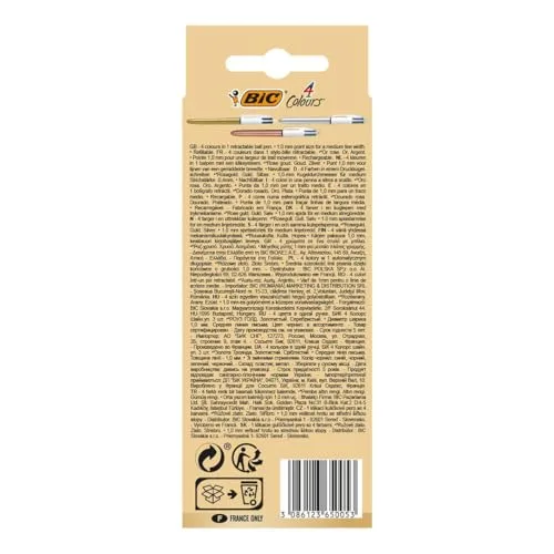 BIC ▫️ Conjunto de 3 canetas esferográficas Pick Gold e Silver 4 Colors 5