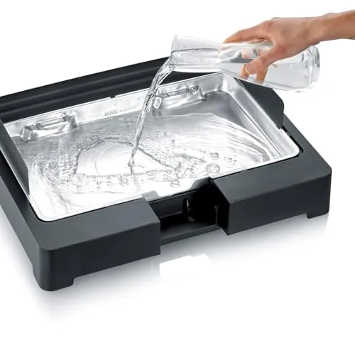 Severin ▫️ Churrasqueira de mesa com grelha em aço inoxidável para uso no interior e no exterior, churrasqueira elétrica com arranque rápido, mini-churrasqueira sem risco de queimaduras, preta, PG 8565 5