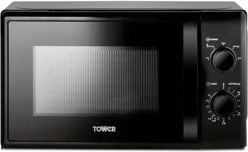 TOWER ▫️ Micro-ondas de bancada manual T24034BLK: Forno de micro-ondas com 5 níveis de intensidade e temporizador de 25 minutos: Micro-ondas 20 L, 700 W, preto