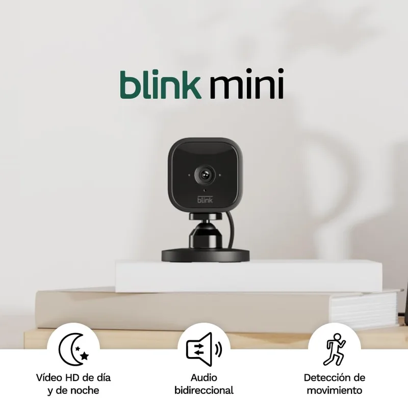 Blink ▫️ Mini | Câmara de segurança inteligente compacta, para interior, com fio, vídeo HD 1080p, deteção de movimento, áudio bidirecional, fácil de configurar, compatível com a Alexa | 2 câmaras (preto)