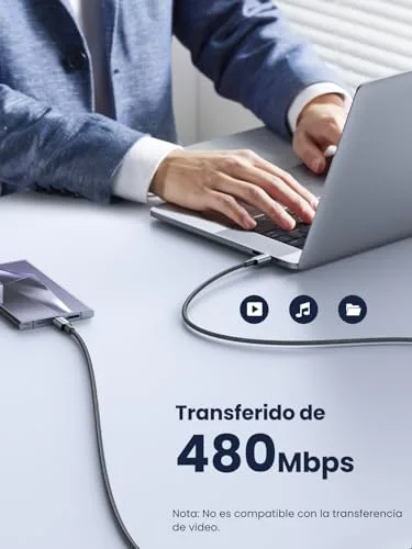 UGREEN ▫️ Conjunto de 2 cabos USB-C de 100 W com carregamento rápido PD 3.0 e trançado em nylon (1 m) 5