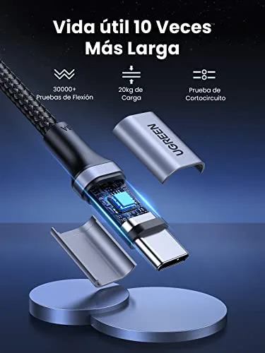 UGREEN ▫️ Conjunto de 2 cabos USB-C de 100 W com carregamento rápido PD 3.0 e trançado em nylon (1 m) 6