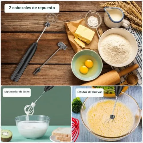 EBUYFIRE ▫️ Espumador de leite, batedor de leite elétrico recarregável por USB, espumador de leite com 3 velocidades ajustáveis, batedor de leite para cappuccino, café e matcha (Preto) 3