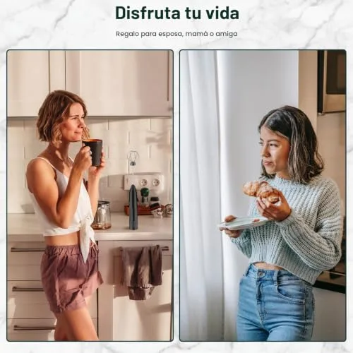 EBUYFIRE ▫️ Espumador de leite, batedor de leite elétrico recarregável por USB, espumador de leite com 3 velocidades ajustáveis, batedor de leite para cappuccino, café e matcha (Preto) 4