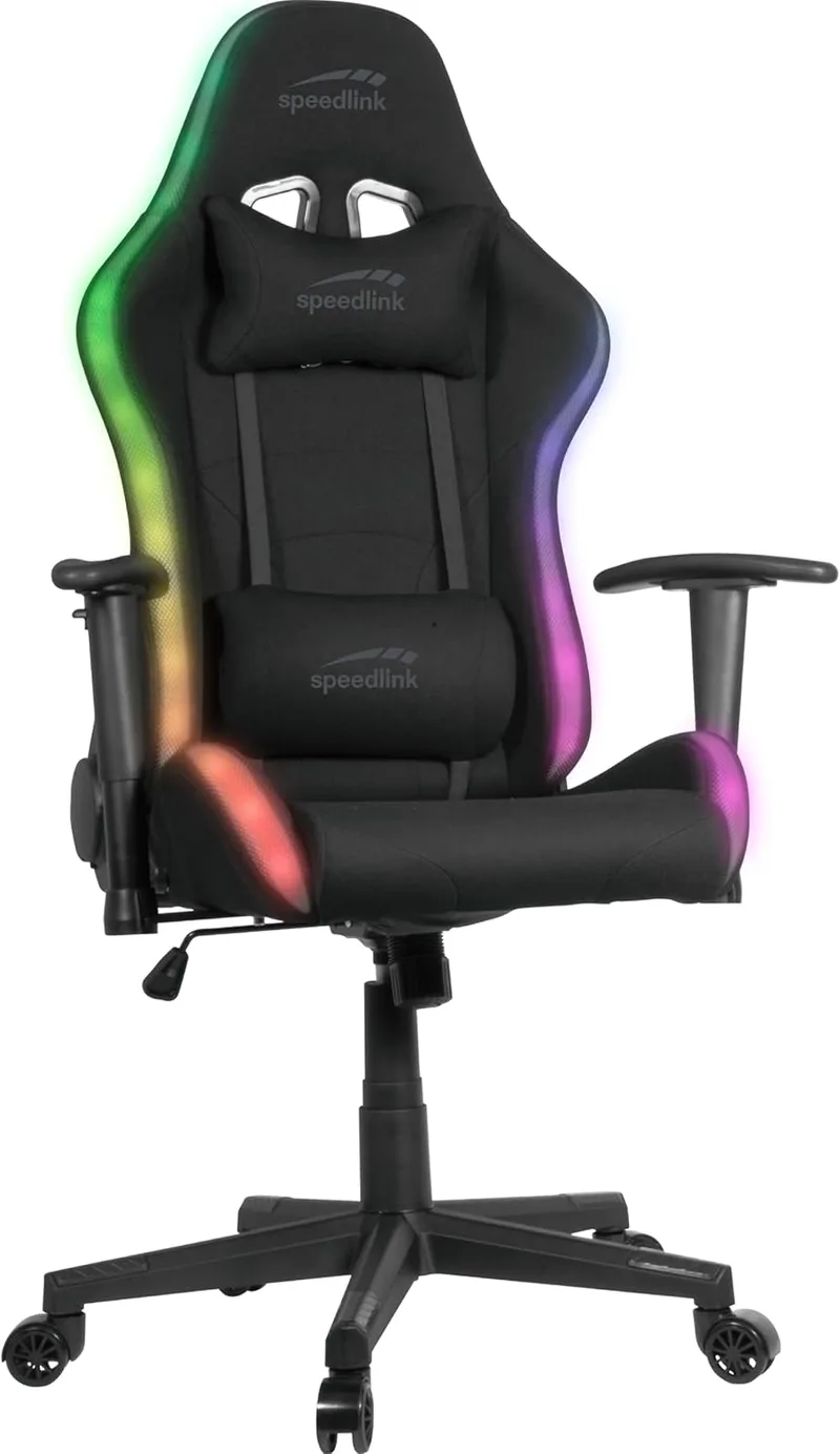 Speedlink ▫️ REGYS RGB Cadeira para jogos - cadeira de secretária para jogadores, ajustável em altura, com iluminação, preta