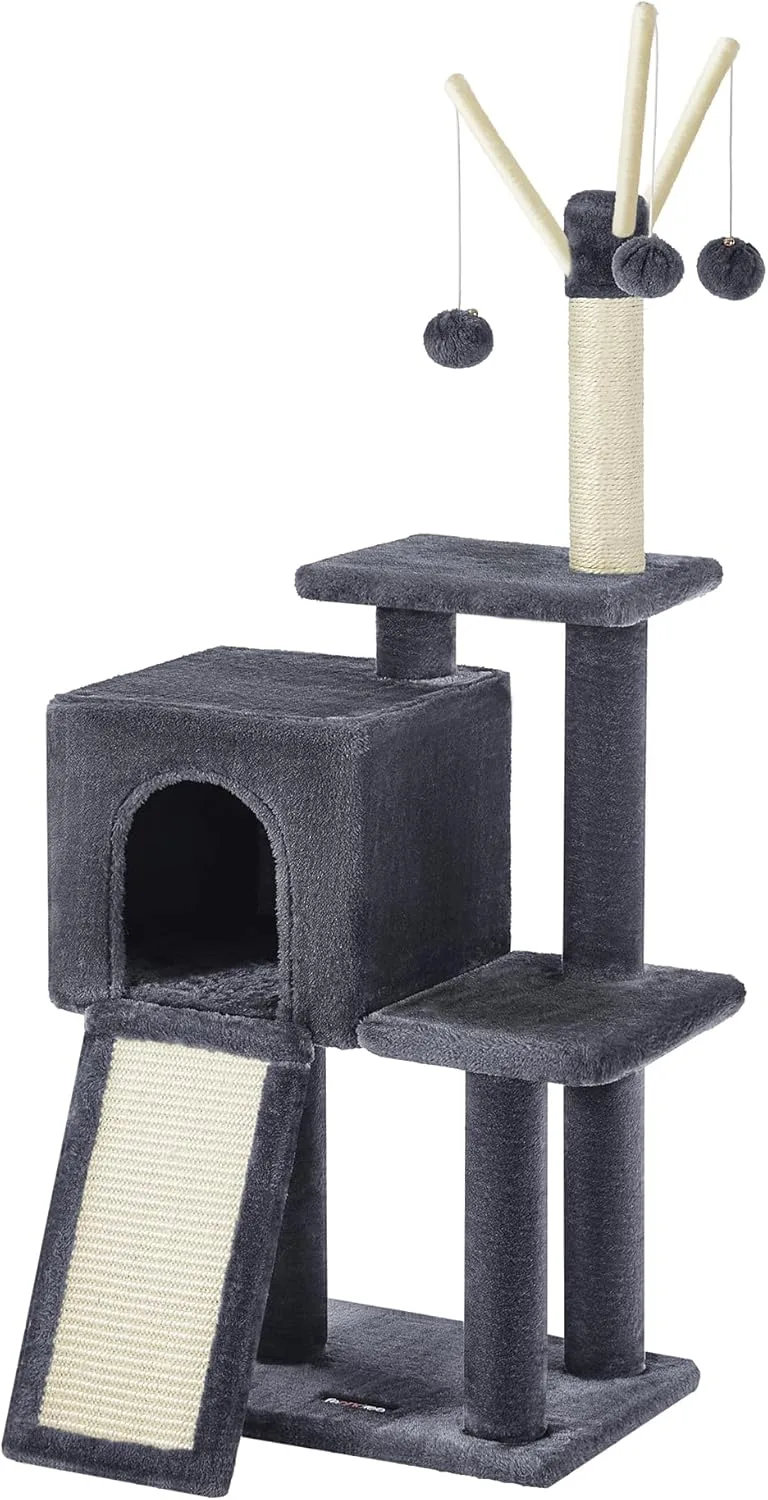 Feandrea ▫️ Árvore para Gatos, Torre de Brincadeiras, Gatinho, Cinza Esfumado PCT143G01