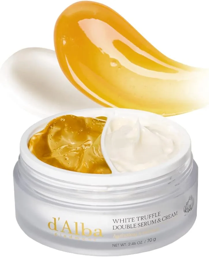 d'alba Piedmont ▫️ Creme duplo e sérum de trufa branca italiana d'alba, 2 em 1 personalizável, cuidado de elasticidade e nutrição, creme vegan para todos os tipos de pele, cuidados de pele coreanos (70 g)