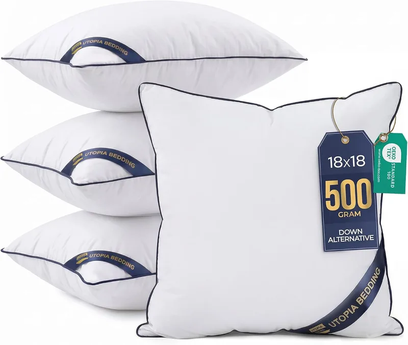 Utopia Bedding ▫️ Enchimento para almofadas, almofadas para cama, almofadas decorativas para sofá (4, Branco, Conjunto de 4 | 45x45 cm)