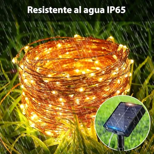 Peasur ▫️ Conjunto de 3 Guirlandas de Luzes Solares para Exterior, Guirlanda Solar de 12 m com 120 LED 3