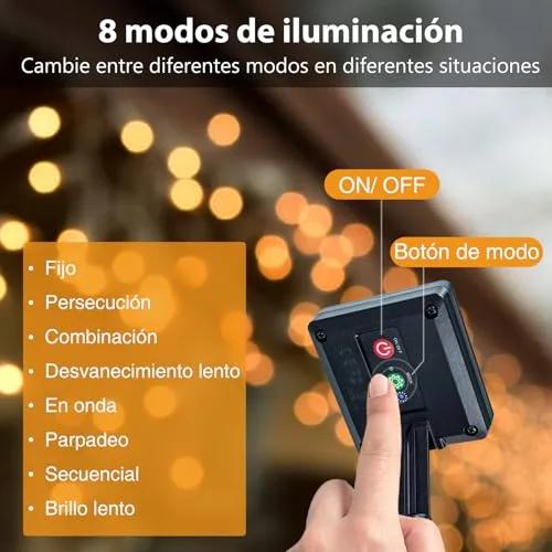 Peasur ▫️ Conjunto de 3 Guirlandas de Luzes Solares para Exterior, Guirlanda Solar de 12 m com 120 LED 4