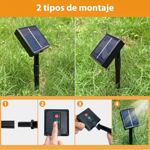 Peasur ▫️ Conjunto de 3 Guirlandas de Luzes Solares para Exterior, Guirlanda Solar de 12 m com 120 LED 5