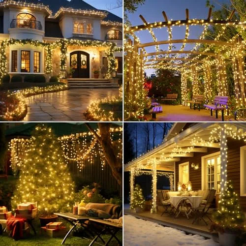 Peasur ▫️ Conjunto de 3 Guirlandas de Luzes Solares para Exterior, Guirlanda Solar de 12 m com 120 LED 6
