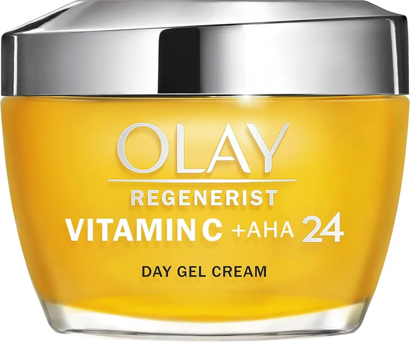 Olay ▫️ Vitamin C + AHA 24 Creme Hidratante, Gel-Creme de Dia com Vitamina C, AHA e Niacinamida para um tom de pele visivelmente mais luminoso e uniforme, 50 ml