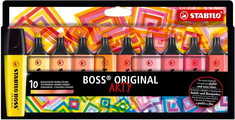 STABILO ▫️ Marcador - BOSS ORIGINAL - Estojo ARTY com 10 cores quentes