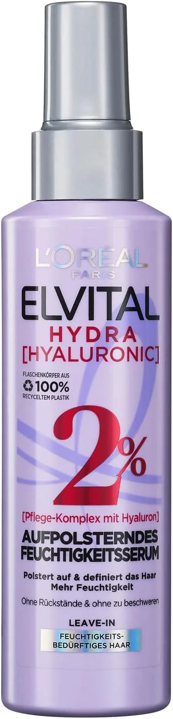 L'ORÉAL ▫️ Paris Elvital - Spray hidratante para cabelos brilhantes, sérum com ácido hialurónico Hydra Hyaluronic, 150 ml