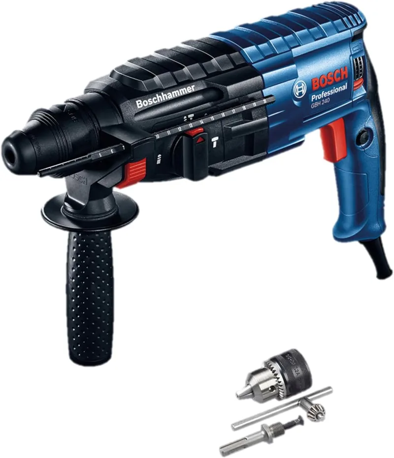 Bosch Professional ▫️ Martelo perfurador GBH 240 (com SDS plus, 790 W, com pega auxiliar, limitador de profundidade de 210 mm, porta-brocas, mala de transporte)