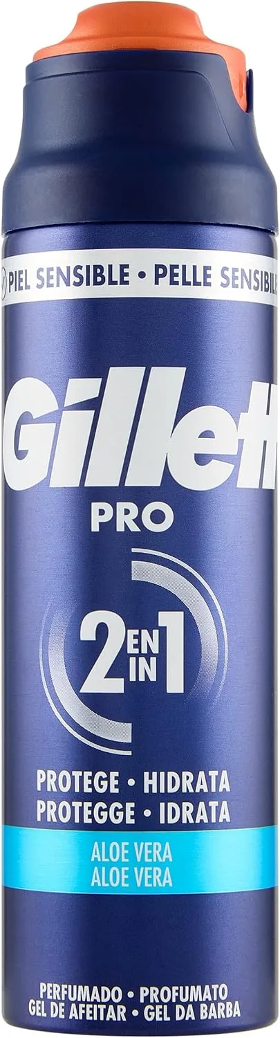 Gillette ▫️ Pro Gel de Barbear para Homens com Pele Sensível, 200 ml | com um toque de aloé vera, hidrata os pêlos e acalma a pele, protege contra a irritação