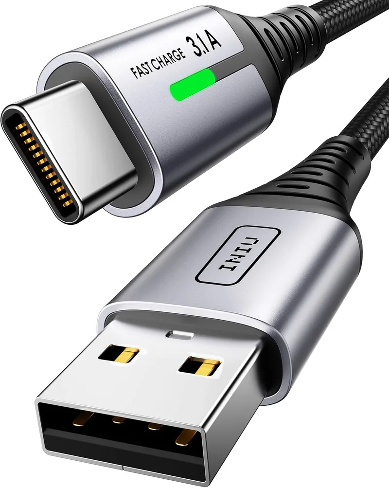INIU ▫️ Cabo USB para USB C, [2m] Cabo de carregamento rápido QC 3.0 e 3.1A USB C, cabo de carregamento USB tipo C trançado em liga de nylon compatível com iPhone 17 16 Pro Max Samsung S25 24 Huawei Xiaomi Pixel ECC.