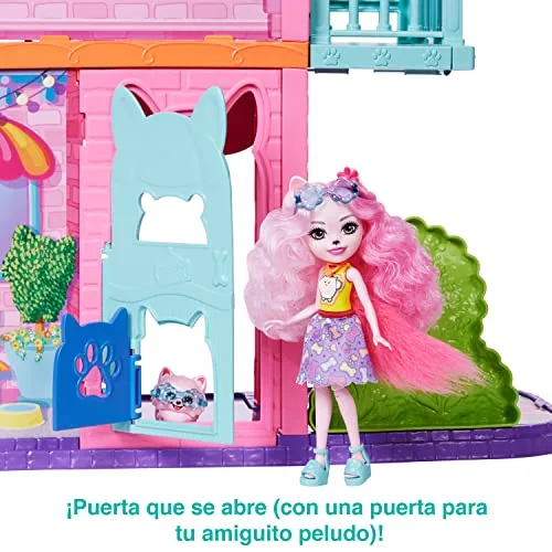 Enchantimals ▫️ City Tails: Apartamento do Palmer Pomeranian e do Pommy SIOC – Casa de bonecas de 3 andares com boneco, cachorrinho de estimação, mobiliário e acessórios, brinquedo de oferta – a partir dos 4 anos (Mattel HHC18) 3