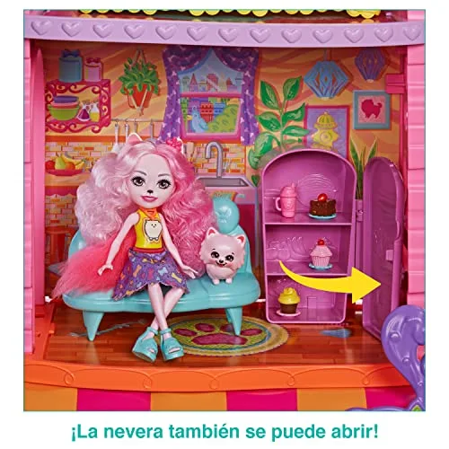 Enchantimals ▫️ City Tails: Apartamento do Palmer Pomeranian e do Pommy SIOC – Casa de bonecas de 3 andares com boneco, cachorrinho de estimação, mobiliário e acessórios, brinquedo de oferta – a partir dos 4 anos (Mattel HHC18) 4
