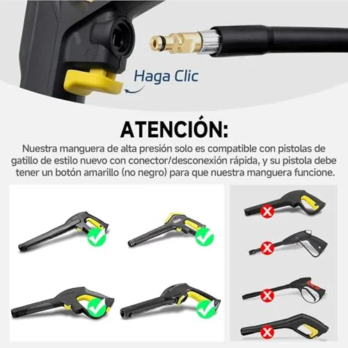 OHAYORI ▫️ Mangueira de 10 m para máquinas de lavagem a pressão, compatível com Karcher K2, K3, K4, K5, K6 e K7; mangueira de substituição para lavagem a pressão, com conector rápido do tipo «clique», acessório para Karcher 3