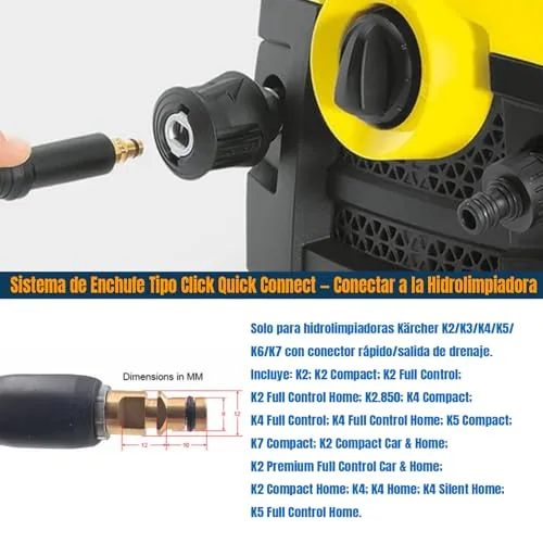 OHAYORI ▫️ Mangueira de 10 m para máquinas de lavagem a pressão, compatível com Karcher K2, K3, K4, K5, K6 e K7; mangueira de substituição para lavagem a pressão, com conector rápido do tipo «clique», acessório para Karcher 5