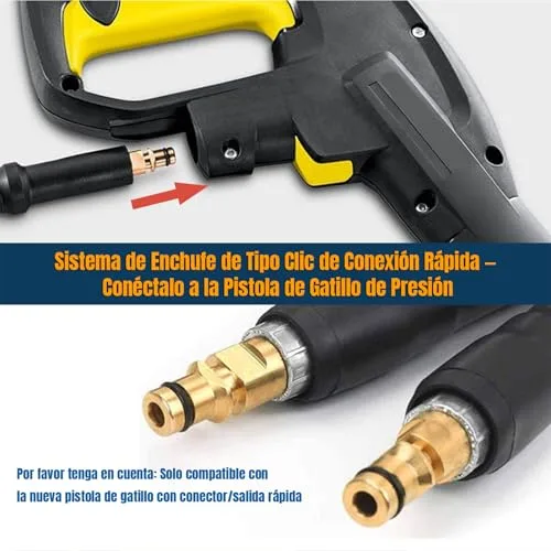 OHAYORI ▫️ Mangueira de 10 m para máquinas de lavagem a pressão, compatível com Karcher K2, K3, K4, K5, K6 e K7; mangueira de substituição para lavagem a pressão, com conector rápido do tipo «clique», acessório para Karcher 7