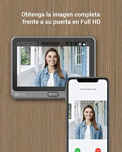 EZVIZ ▫️ Mirilla digital para porta com ecrã tátil a cores de 4,3'', câmara de vídeo, campainha sem fios e monitor com bateria recarregável de 4600 mAh, deteção de movimento PIR, áudio bidirecional, modelo CP4 2