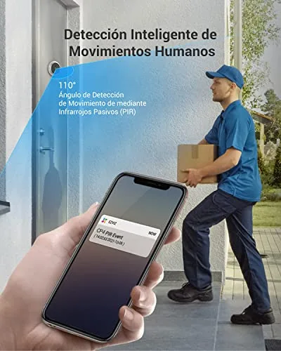 EZVIZ ▫️ Mirilla digital para porta com ecrã tátil a cores de 4,3'', câmara de vídeo, campainha sem fios e monitor com bateria recarregável de 4600 mAh, deteção de movimento PIR, áudio bidirecional, modelo CP4 3