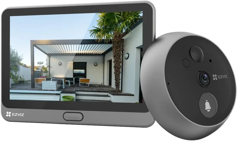 EZVIZ ▫️ Visor digital para porta com ecrã tátil a cores de 4,3'', câmara de vídeo, campainha sem fios, monitor com bateria recarregável de 4600 mAh, deteção de movimento PIR, áudio bidirecional, modelo CP4