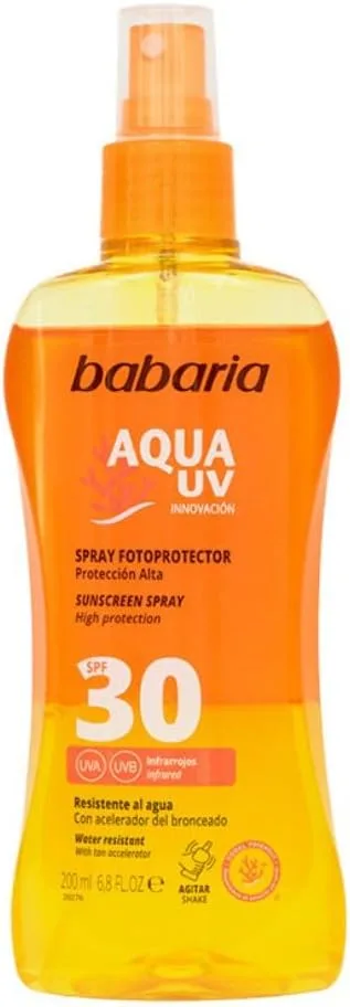 Babaria ▫️ Óleo Protetor Solar FPS 30 | Creme Solar com Aloe Vera | Autobronzeador Natural para o Corpo | Óleo Solar de Absorção Rápida | Bruma Solar em Spray