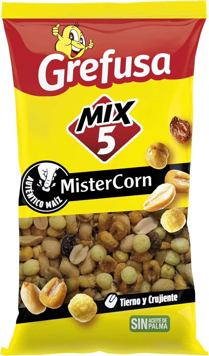 Grefusa ▫️ Cocktail de frutos secos misturados MisterCorn, saco de 160 g
